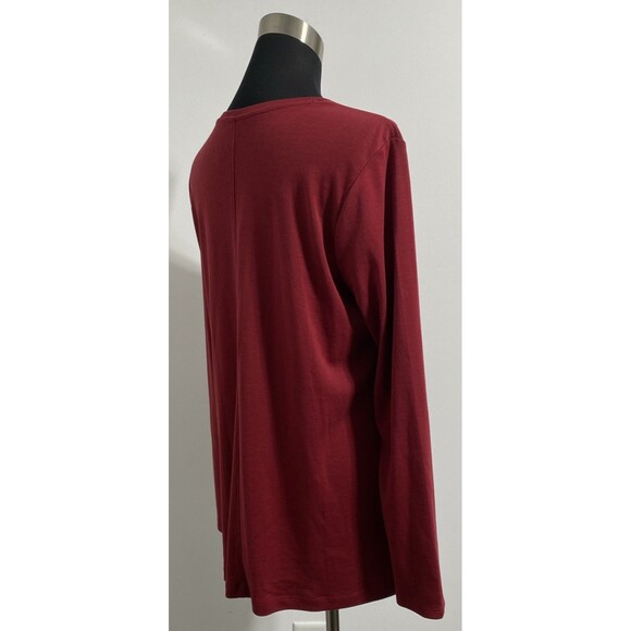 J. Jill Tee Shirt Womens L Red Pima Cotton Crew Neck High Low Hi-Lo Sustainable - Picture 5 of 11